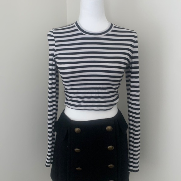 Robe Moulante Rayée Manches Longues TORN By Ronny Kobo Taille XXS - Blanche, Neuve Sans étiquettes